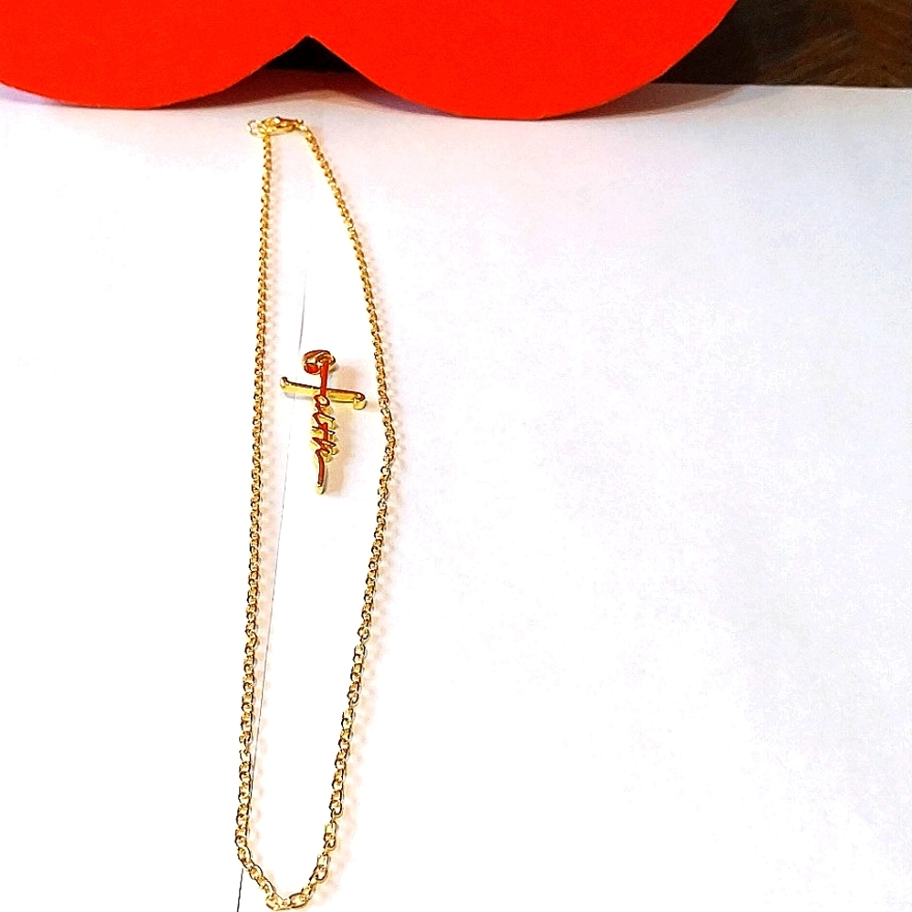 Beautiful gold color spiritual Faith necklace woman and children